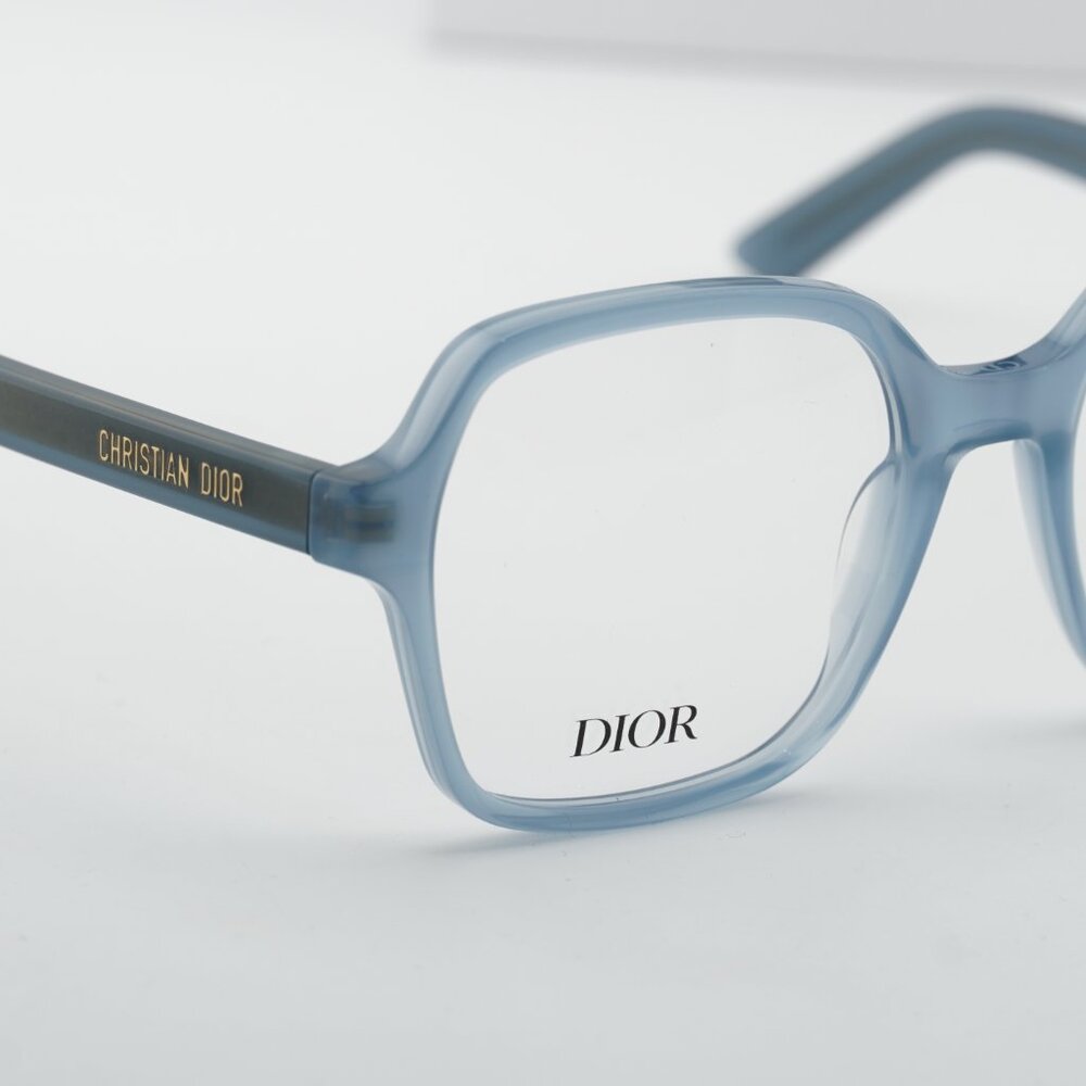 Dior DIORMIDNIGHT O S1I 8000 Square Eyeglasses - Shiny Light Blue 53mm - Picture 5 of 10